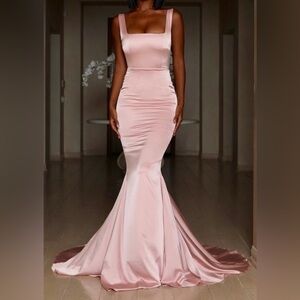 Moda Glam GISELLE MERMAID EVENING GOWN BLUSH NWT